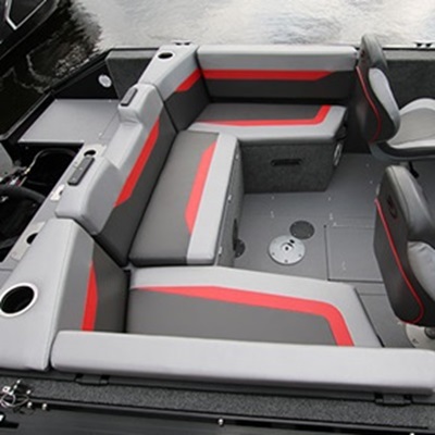Optional stern seating area with livewell or cooler underneath