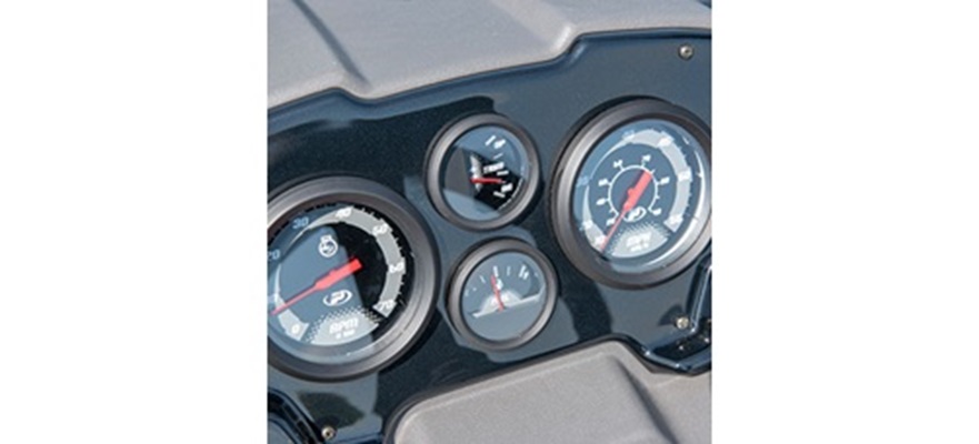Instrumentation: tachometer, speed, trim, and fuel gauges