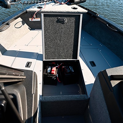 Deep cycle battery storage compartment