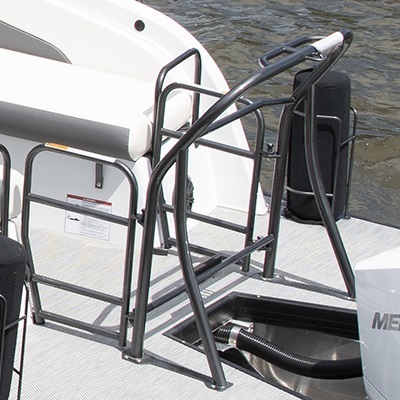 XT model rear section with black stainless steel ski tow bar
